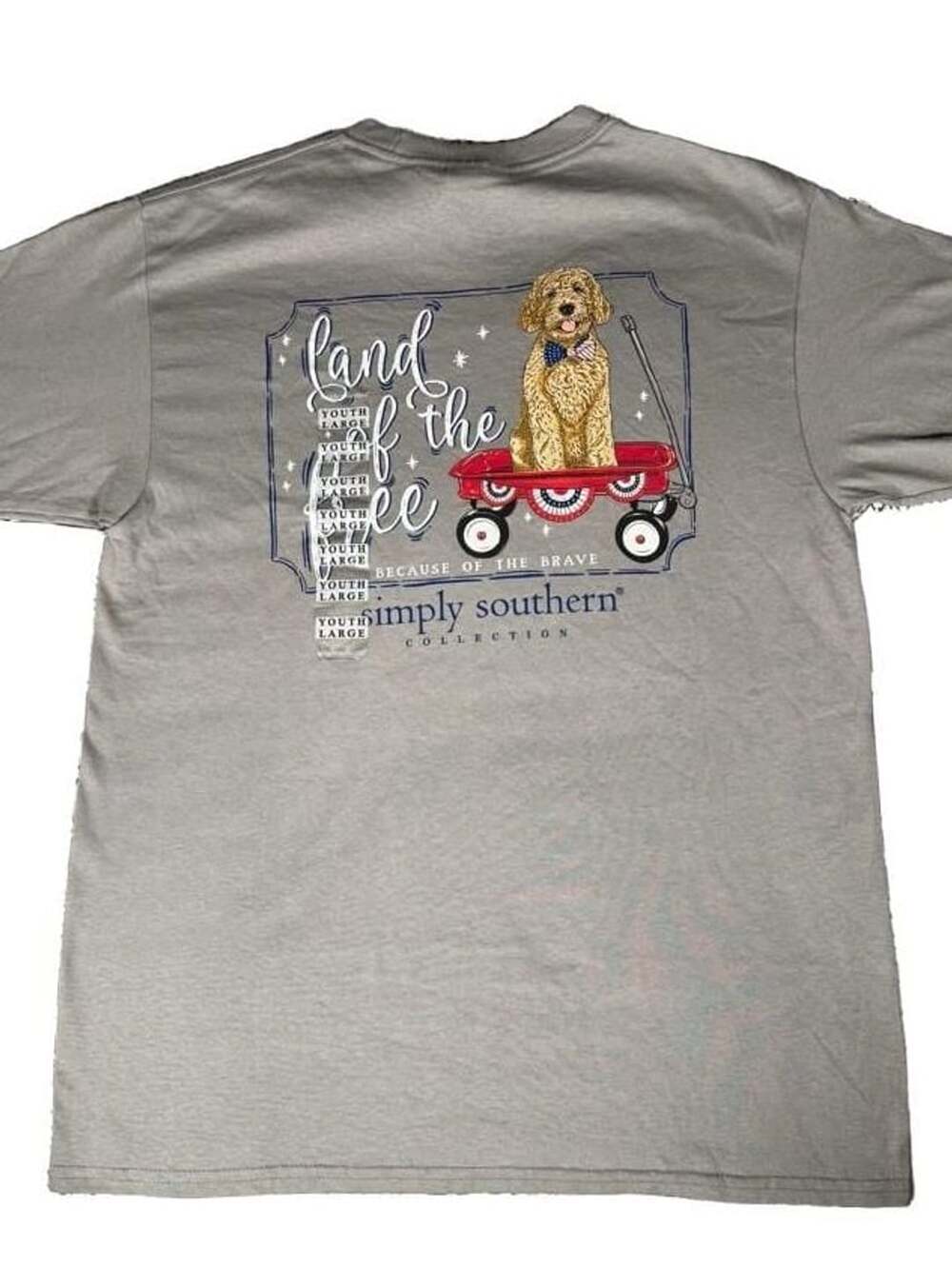 Youth Simply Southern Dog Red Wagon Land Of The Free T-Shirt Youth Large b1460